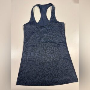 Lululemon Racerback Tank Top Color: Blue / Dark Grey Flower Women’s Size Small